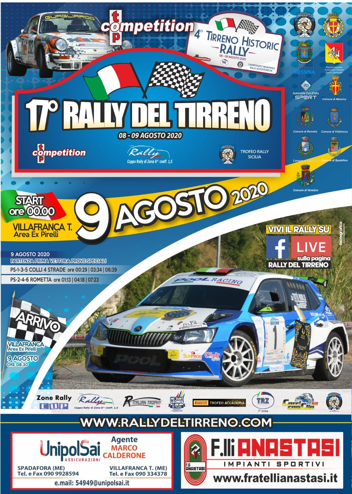 Il Rally del Tirreno dell'8 e 9 agosto è passione da vivere.La gara raggiungerà ovunque i tanti appassionati dove l'amore per l'automobilismo costringe a stare lontani dai campi di gara ma uniti nel vivere le emozioni in diretta